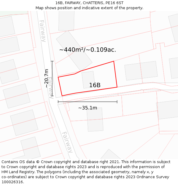 16B, FAIRWAY, CHATTERIS, PE16 6ST: Plot and title map