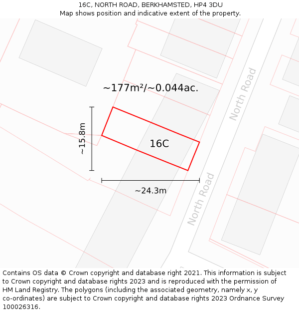 16C, NORTH ROAD, BERKHAMSTED, HP4 3DU: Plot and title map