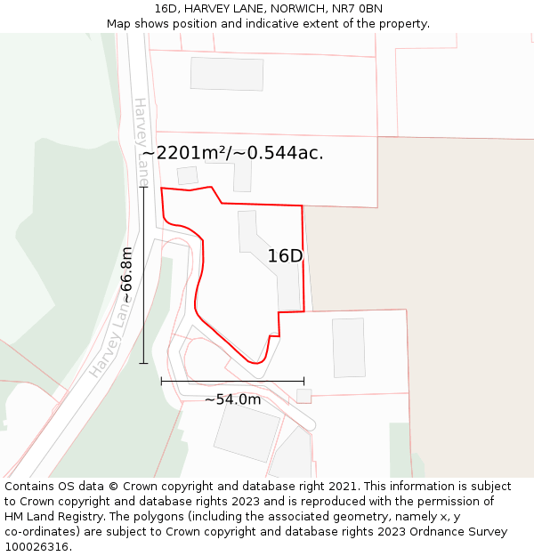 16D, HARVEY LANE, NORWICH, NR7 0BN: Plot and title map