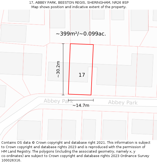 17, ABBEY PARK, BEESTON REGIS, SHERINGHAM, NR26 8SP: Plot and title map