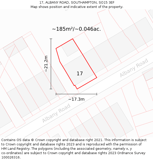 17, ALBANY ROAD, SOUTHAMPTON, SO15 3EF: Plot and title map