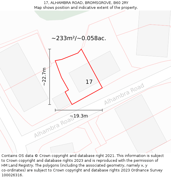 17, ALHAMBRA ROAD, BROMSGROVE, B60 2RY: Plot and title map