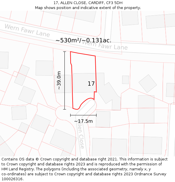 17, ALLEN CLOSE, CARDIFF, CF3 5DH: Plot and title map