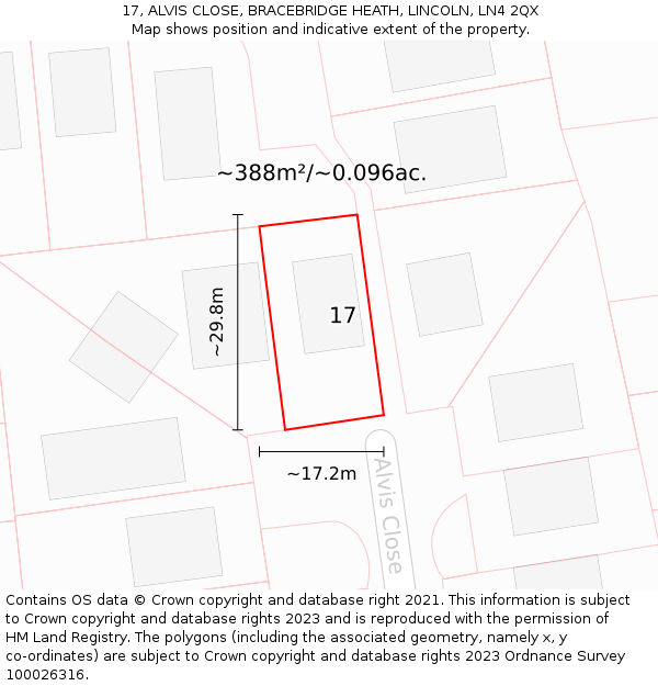 17, ALVIS CLOSE, BRACEBRIDGE HEATH, LINCOLN, LN4 2QX: Plot and title map