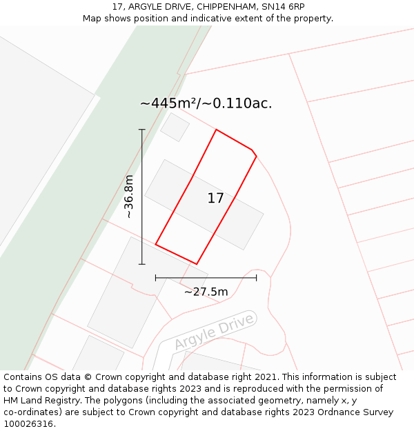 17, ARGYLE DRIVE, CHIPPENHAM, SN14 6RP: Plot and title map