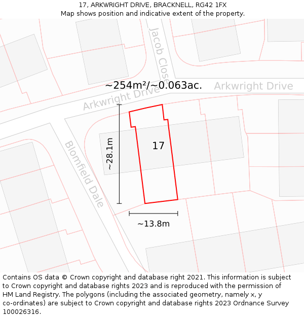 17, ARKWRIGHT DRIVE, BRACKNELL, RG42 1FX: Plot and title map