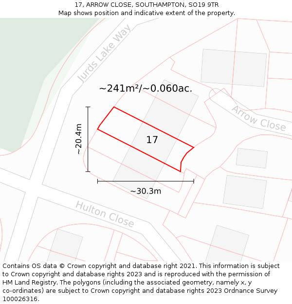 17, ARROW CLOSE, SOUTHAMPTON, SO19 9TR: Plot and title map