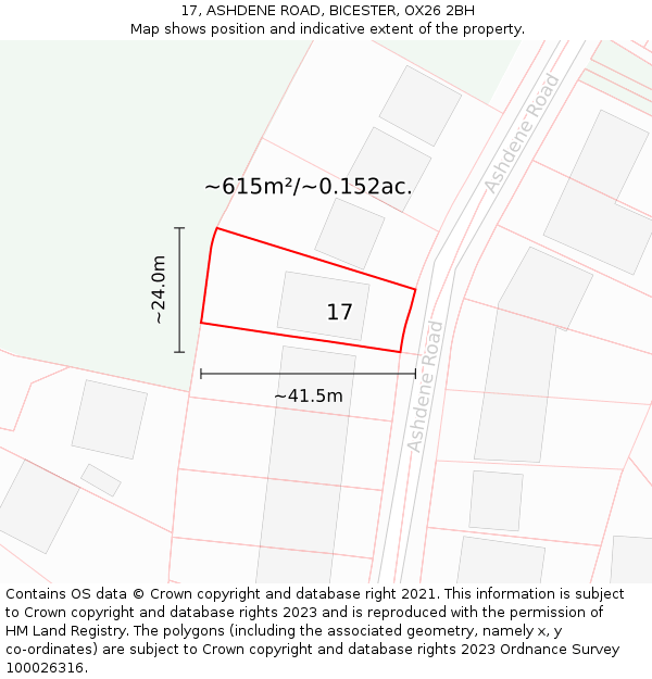 17, ASHDENE ROAD, BICESTER, OX26 2BH: Plot and title map