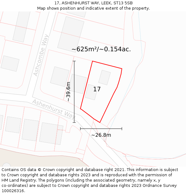 17, ASHENHURST WAY, LEEK, ST13 5SB: Plot and title map