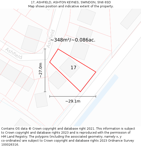 17, ASHFIELD, ASHTON KEYNES, SWINDON, SN6 6SD: Plot and title map