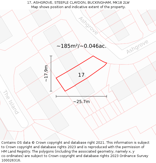 17, ASHGROVE, STEEPLE CLAYDON, BUCKINGHAM, MK18 2LW: Plot and title map