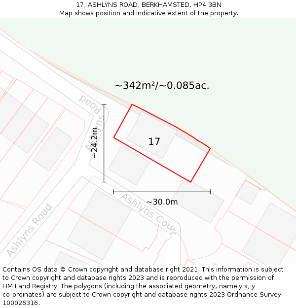 17, ASHLYNS ROAD, BERKHAMSTED, HP4 3BN: Plot and title map