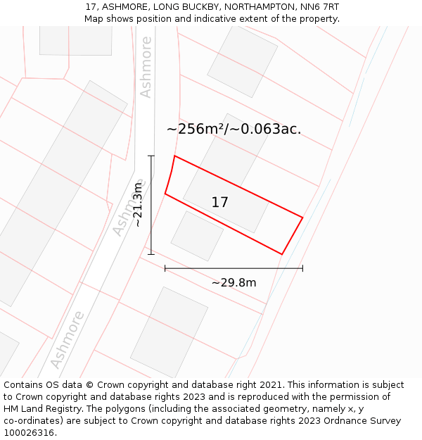 17, ASHMORE, LONG BUCKBY, NORTHAMPTON, NN6 7RT: Plot and title map