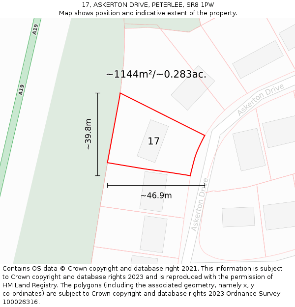 17, ASKERTON DRIVE, PETERLEE, SR8 1PW: Plot and title map