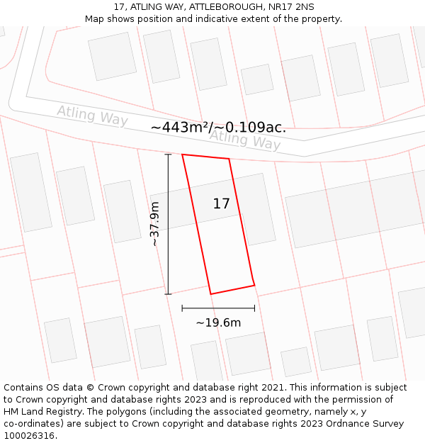 17, ATLING WAY, ATTLEBOROUGH, NR17 2NS: Plot and title map