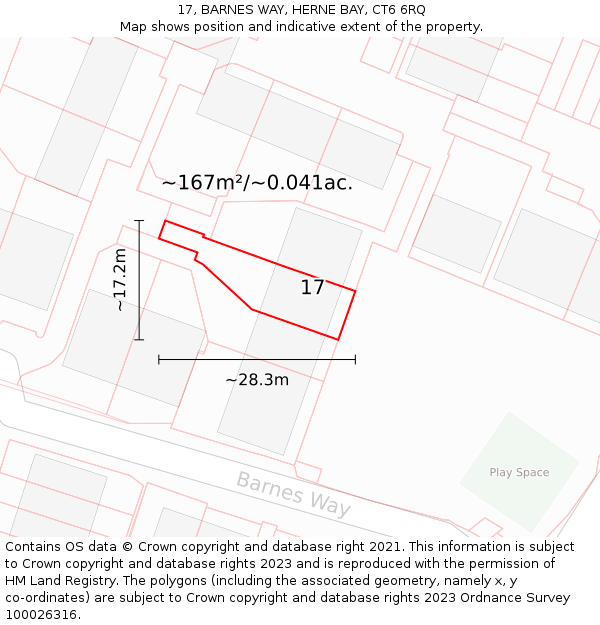 17, BARNES WAY, HERNE BAY, CT6 6RQ: Plot and title map