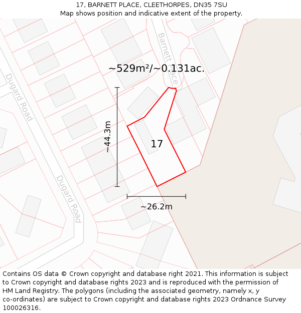 17, BARNETT PLACE, CLEETHORPES, DN35 7SU: Plot and title map