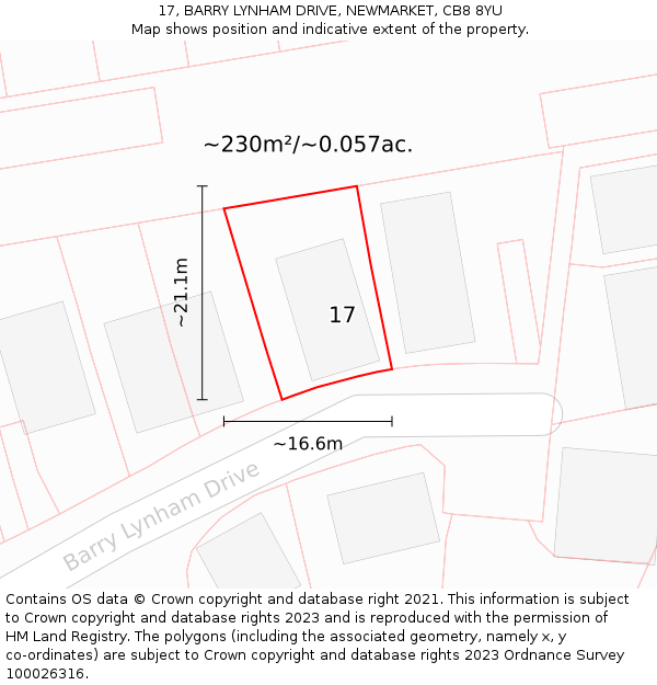 17, BARRY LYNHAM DRIVE, NEWMARKET, CB8 8YU: Plot and title map