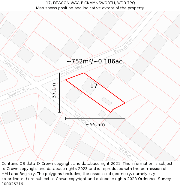 17, BEACON WAY, RICKMANSWORTH, WD3 7PQ: Plot and title map