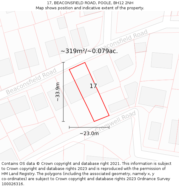 17, BEACONSFIELD ROAD, POOLE, BH12 2NH: Plot and title map