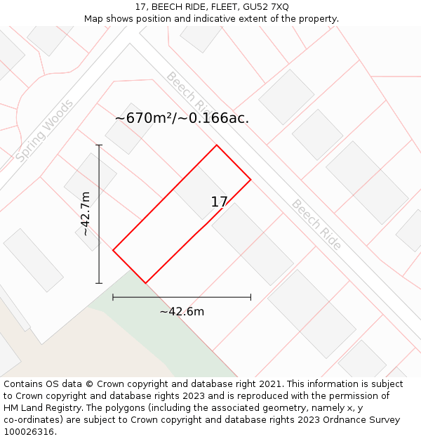 17, BEECH RIDE, FLEET, GU52 7XQ: Plot and title map