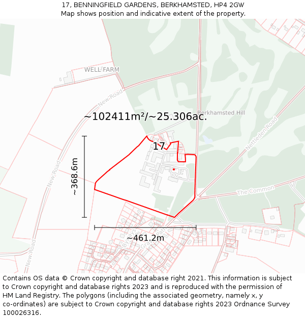 17, BENNINGFIELD GARDENS, BERKHAMSTED, HP4 2GW: Plot and title map