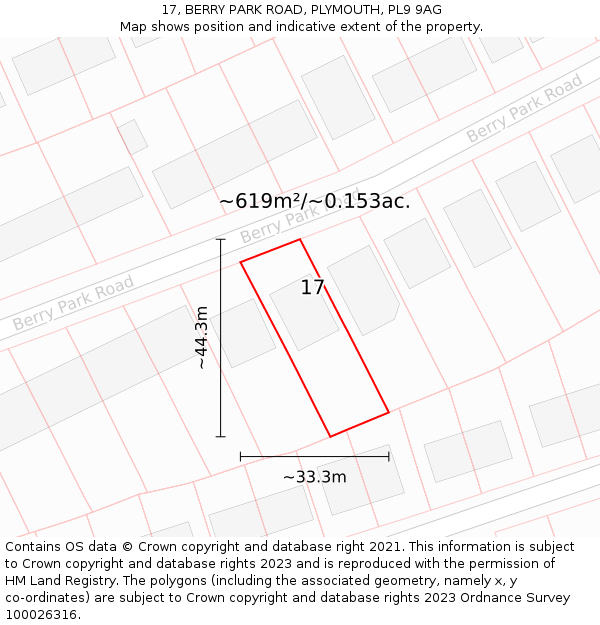17, BERRY PARK ROAD, PLYMOUTH, PL9 9AG: Plot and title map