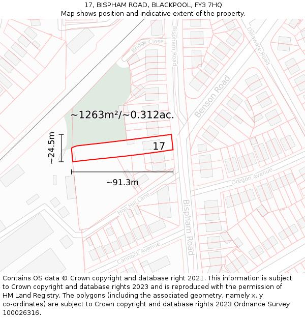 17, BISPHAM ROAD, BLACKPOOL, FY3 7HQ: Plot and title map