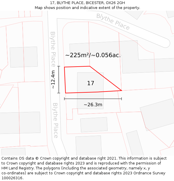 17, BLYTHE PLACE, BICESTER, OX26 2GH: Plot and title map