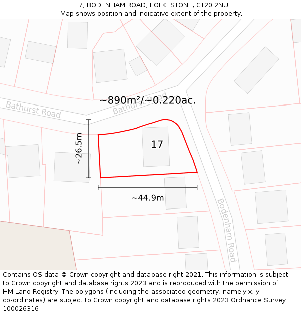 17, BODENHAM ROAD, FOLKESTONE, CT20 2NU: Plot and title map