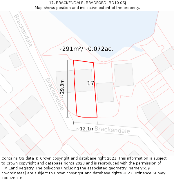 17, BRACKENDALE, BRADFORD, BD10 0SJ: Plot and title map