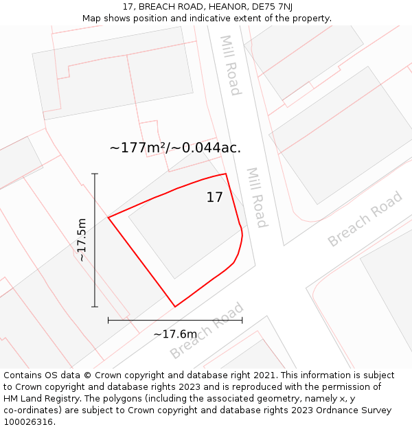 17, BREACH ROAD, HEANOR, DE75 7NJ: Plot and title map