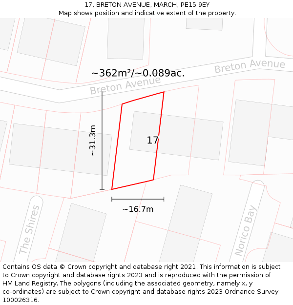 17, BRETON AVENUE, MARCH, PE15 9EY: Plot and title map