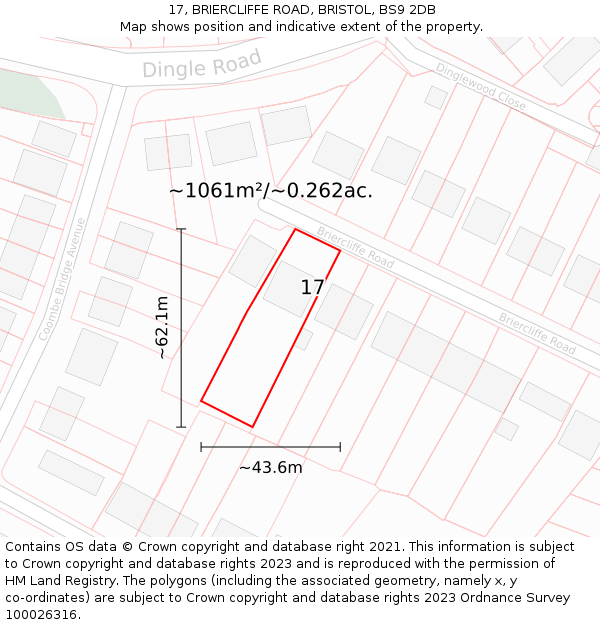 17, BRIERCLIFFE ROAD, BRISTOL, BS9 2DB: Plot and title map