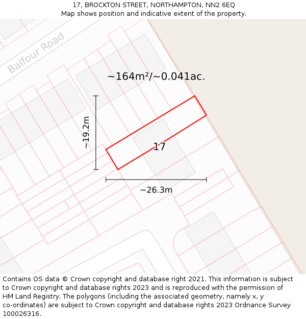 17, BROCKTON STREET, NORTHAMPTON, NN2 6EQ: Plot and title map