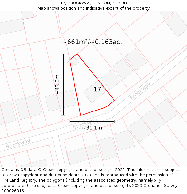 17, BROOKWAY, LONDON, SE3 9BJ: Plot and title map