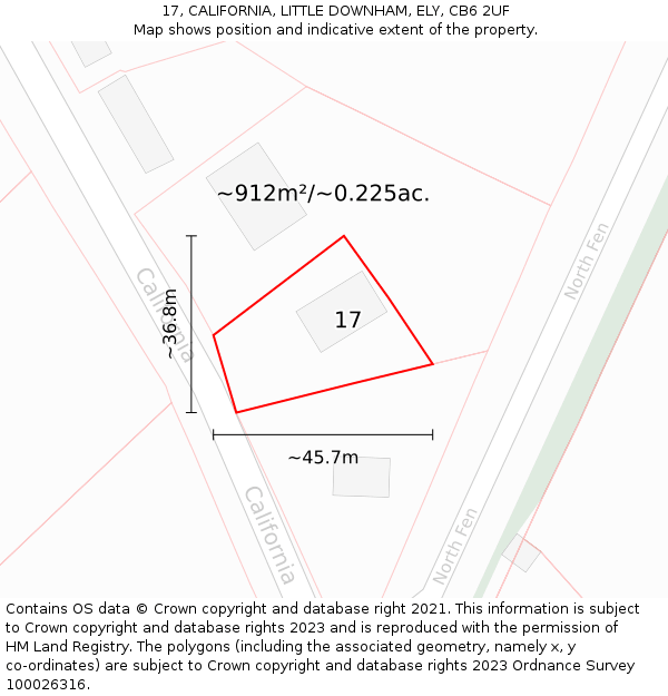 17, CALIFORNIA, LITTLE DOWNHAM, ELY, CB6 2UF: Plot and title map