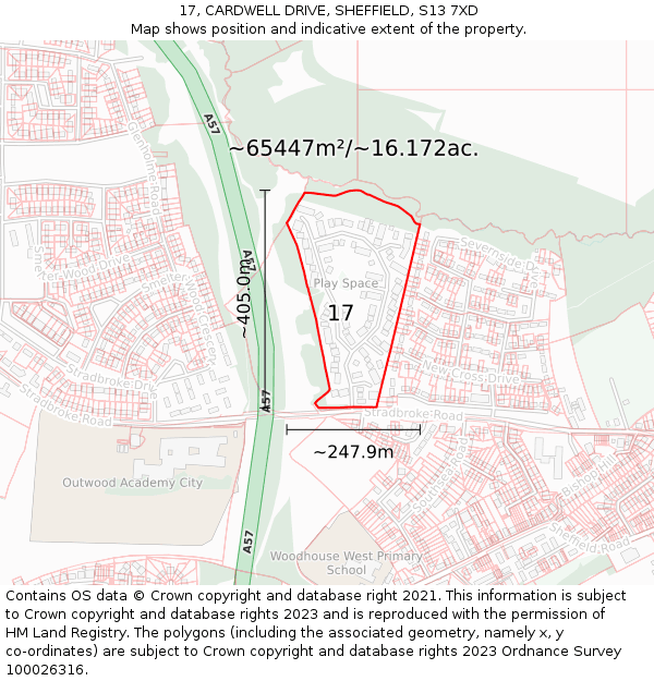 17, CARDWELL DRIVE, SHEFFIELD, S13 7XD: Plot and title map