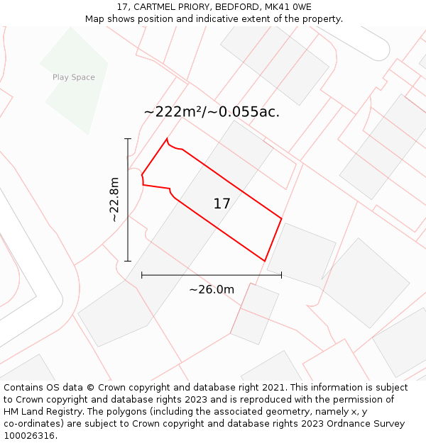 17, CARTMEL PRIORY, BEDFORD, MK41 0WE: Plot and title map