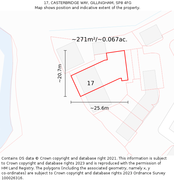 17, CASTERBRIDGE WAY, GILLINGHAM, SP8 4FG: Plot and title map