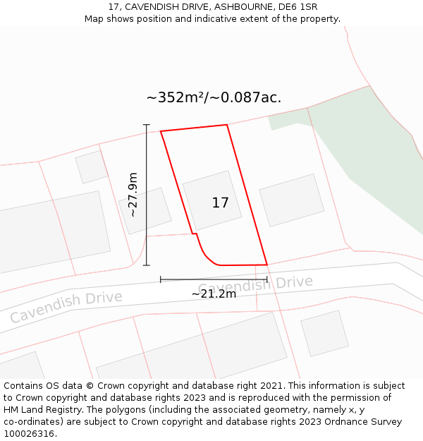 17, CAVENDISH DRIVE, ASHBOURNE, DE6 1SR: Plot and title map