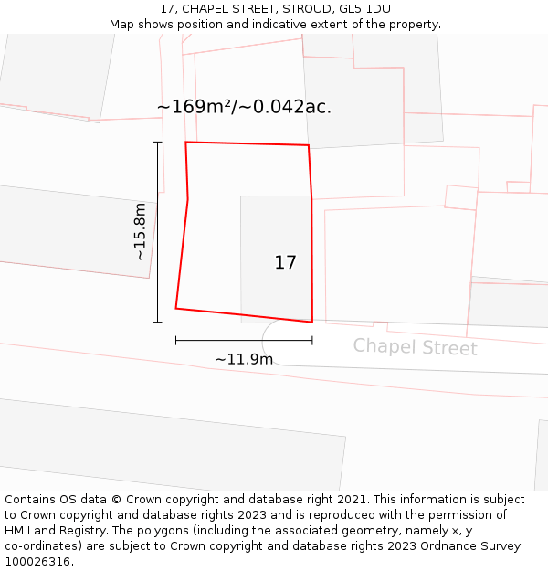 17, CHAPEL STREET, STROUD, GL5 1DU: Plot and title map