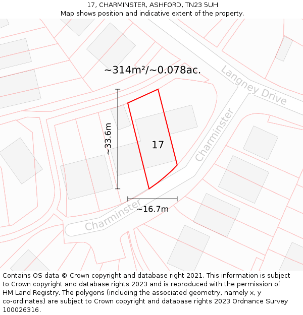 17, CHARMINSTER, ASHFORD, TN23 5UH: Plot and title map