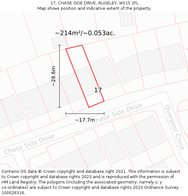 17, CHASE SIDE DRIVE, RUGELEY, WS15 2FL: Plot and title map