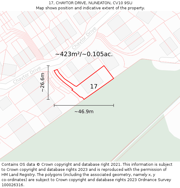 17, CHAYTOR DRIVE, NUNEATON, CV10 9SU: Plot and title map