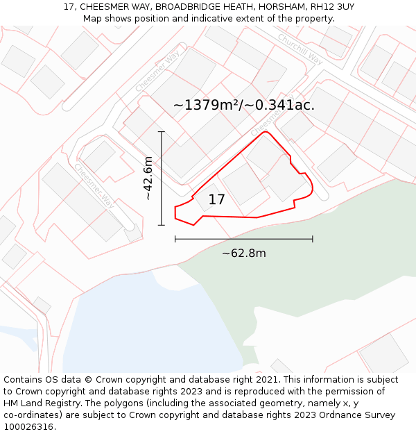 17, CHEESMER WAY, BROADBRIDGE HEATH, HORSHAM, RH12 3UY: Plot and title map