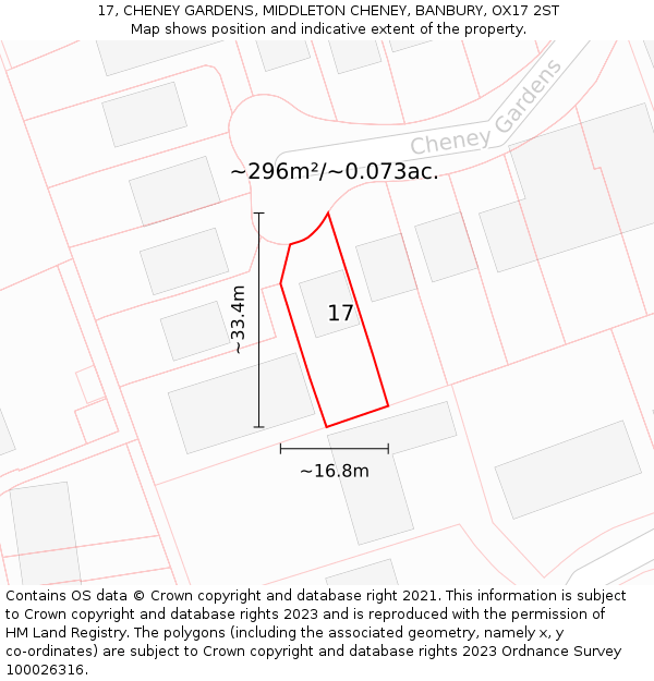 17, CHENEY GARDENS, MIDDLETON CHENEY, BANBURY, OX17 2ST: Plot and title map