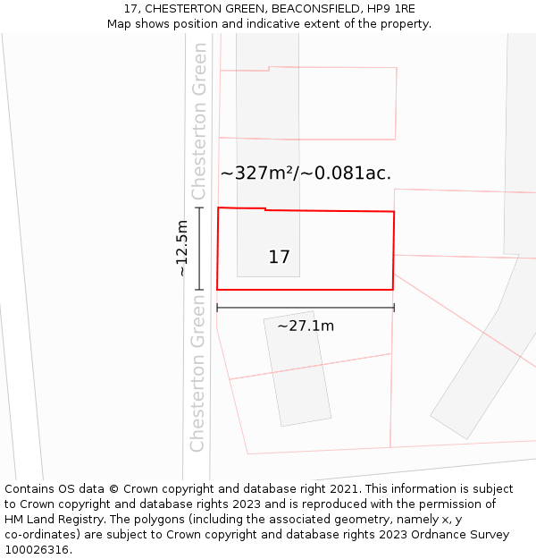 17, CHESTERTON GREEN, BEACONSFIELD, HP9 1RE: Plot and title map