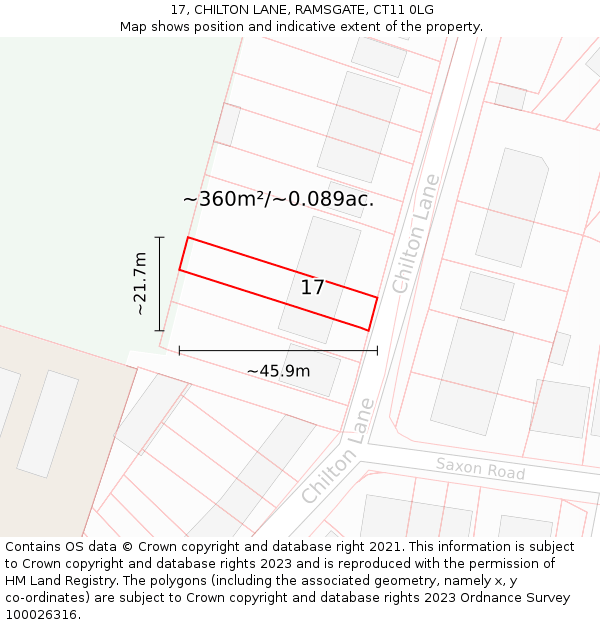 17, CHILTON LANE, RAMSGATE, CT11 0LG: Plot and title map