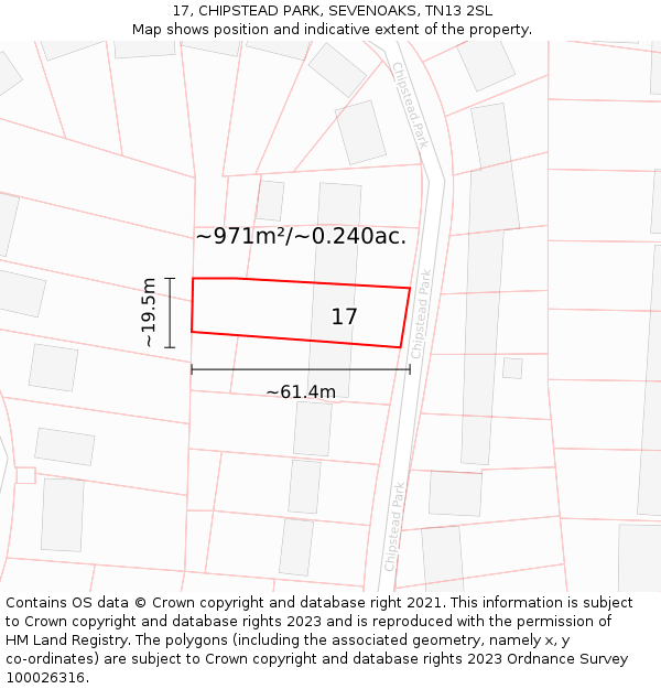 17, CHIPSTEAD PARK, SEVENOAKS, TN13 2SL: Plot and title map